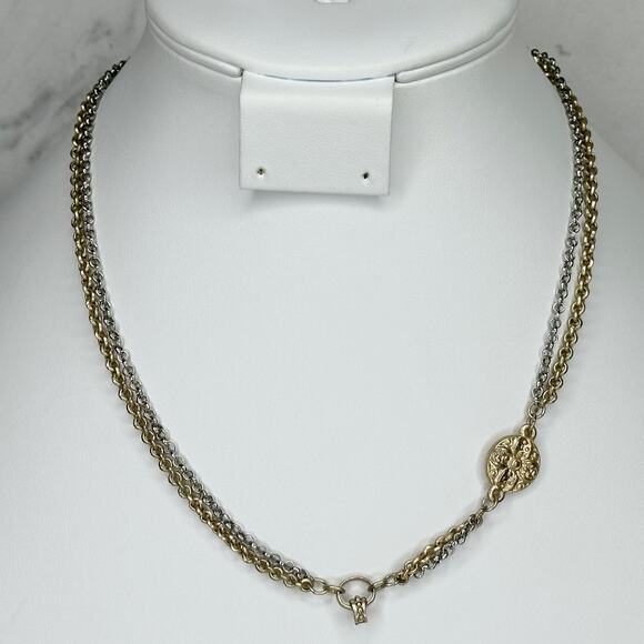 Chico's Gold and Silver Tone Double Strand Necklace - Picture 1 of 8
